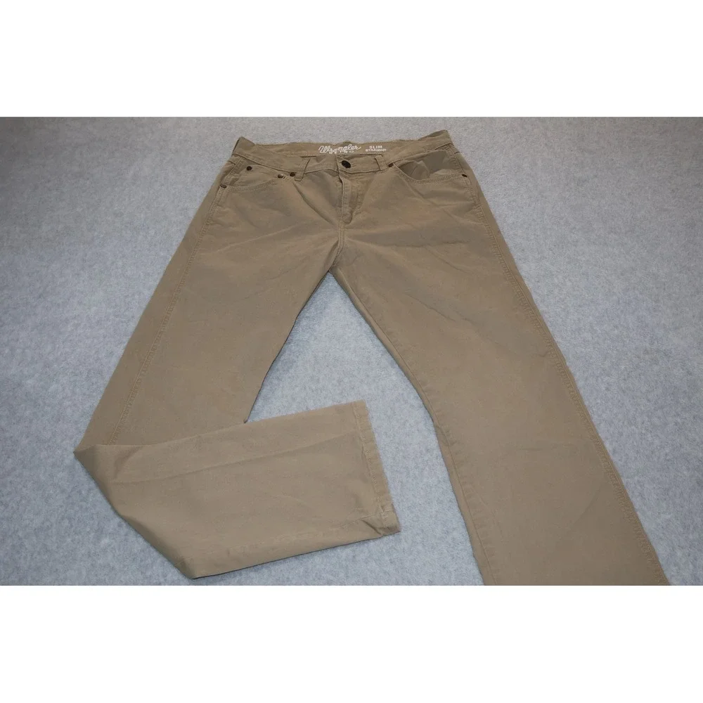 Wrangler Western Retro Slim Straight Men 32x34 Tan Chino Pants Cowboy